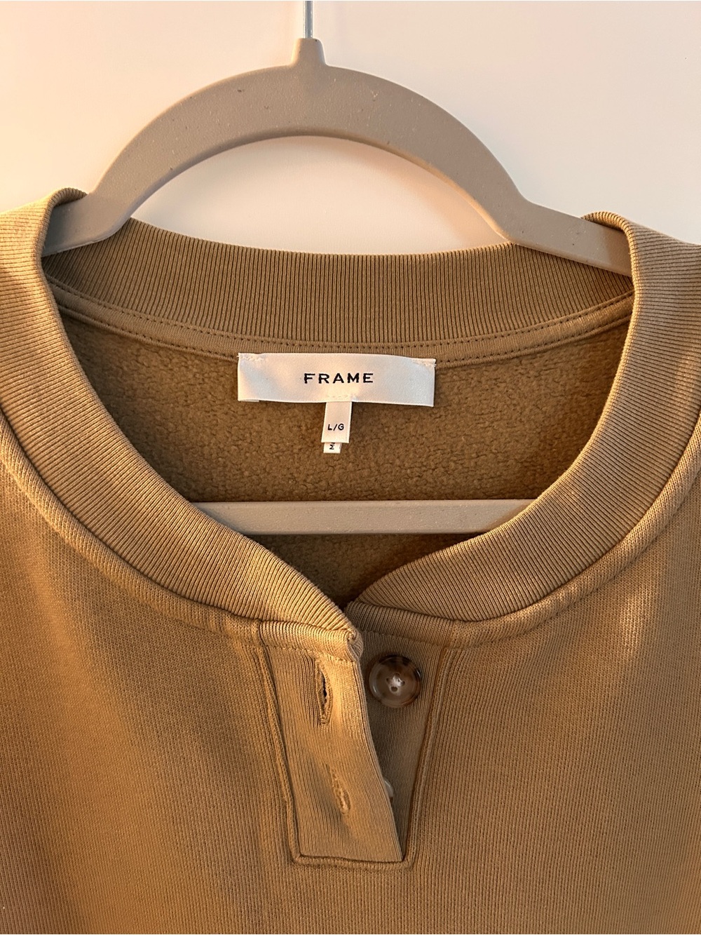 Frame olive green henley Sweatshirt Top